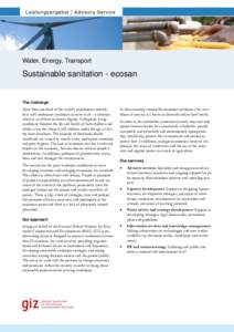 Leistungsangebot | Advisory Service  Water, Energy, Transport Sustainable sanitation - ecosan