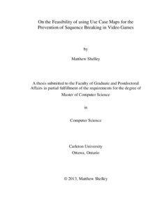 On the Feasibility of using Use Case Maps for the Prevention of Sequence Breaking in Video Games