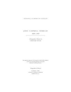 Paleontology / Charles Edward Merriam / Remington Kellogg / Invertebrate paleontology / Clinton Hart Merriam / Annie Montague Alexander / Biology / Zoology / John Campbell Merriam