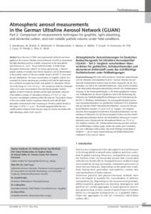 Partikelmessung  Atmospheric aerosol measurements in the German Ultrafine Aerosol Network (GUAN) Part 2: Comparison of measurements techniques for graphitic, light-absorbing, and elemental carbon, and non-volatile partic