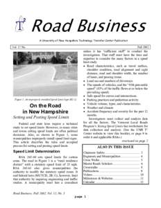 Road Business A University of New Hampshire Technology Transfer Center Publication Vol. 17 No.  Fall 2002