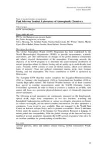 International Foundation HFSJG Activity Report 2001 Name of research institute or organization:  Paul Scherrer Institut, Laboratory of Atmospheric Chemistry