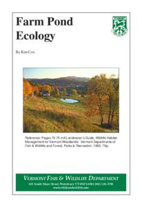 Farm Pond Ecology By Ken Cox Andre Jenny