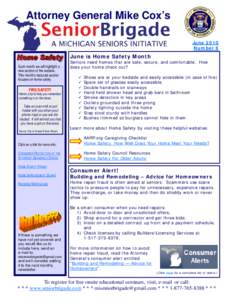 Attorney General Mike Cox’s June 2010 Number 6 June is Home Safety Month Each month we will highlight a