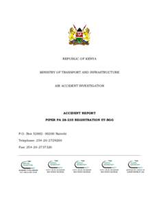 REPUBLIC OF KENYA  MINISTRY OF TRANSPORT AND INFRASTRUCTURE AIR ACCIDENT INVESTIGATION