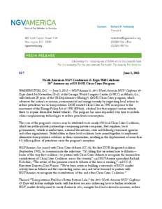 13-7  June 3, 2013 North American NGV Conference & Expo Will Celebrate 20th Anniversary of US DOE Clean Cities Program