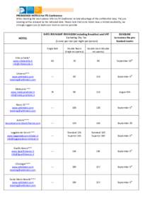 PREBOOKED HOTELS for ITS Conference When booking the room please refer to ITS Conference to take advantage of the confidential rates. The prebooking will be released by the indicated date. Please note that some hotels ha