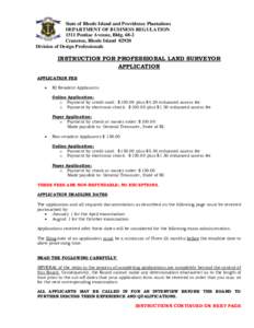 State of Rhode Island and Providence Plantations DEPARTMENT OF BUSINESS REGULATION 1511 Pontiac Avenue, BldgCranston, Rhode IslandDivision of Design Professionals