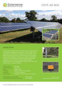 Varley Farm When their 50kWp roof-mounted system delivered 10% more than its predicted generation, Varley Dairy Farm returned to Solarsense to explore the possibility of an