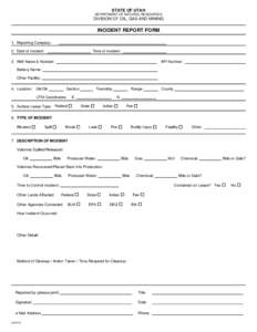 STATE OF UTAH DEPARTMENT OF NATURAL RESOURCES Reset Form  DIVISION OF OIL, GAS AND MINING