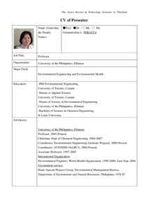 CV:Prof. Genandrialine L. Peralta