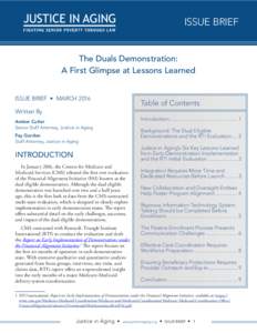 ISSUE BRIEF  The Duals Demonstration: A First Glimpse at Lessons Learned ISSUE BRIEF • MARCH 2016