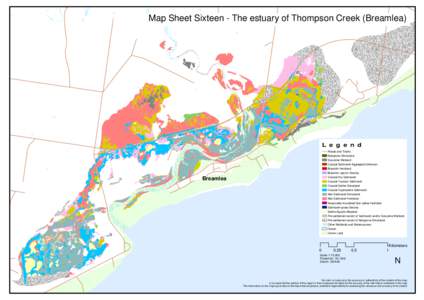 Map Sheet Sixteen - The estuary of Thompson Creek (Breamlea)  Legend Roads and Tracks Mangrove Shrubland Estuarine Wetland