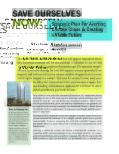 SAVE OURSELVES  NOW: Strategic Plan For Averting Climate Chaos & Creating