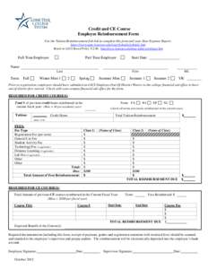 Credit and CE Course Employee Reimbursement Form