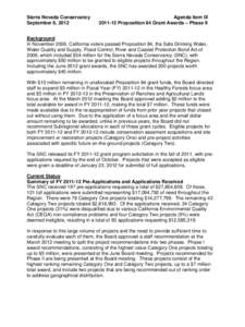 Sierra Nevada Conservancy September 6, 2012 Agenda Item IX[removed]Proposition 84 Grant Awards – Phase II