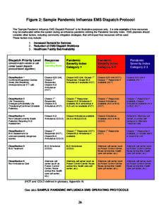 Figure 2: Sample Pandemic Influenza EMS Dispatch Protocol The “Sample Pandemic Influenza EMS Dispatch Protocol” is for illustrative purposes only. It is one example of how resources may be reallocated within the syst