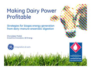 Making Dairy Power Profitable Strategies for biogas energy generation from dairy manure anaerobic digestion Shonodeep Modak Growth & Innovation, GE Energy