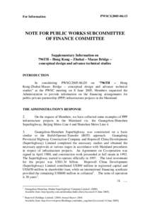 For Information  PWSCI[removed]NOTE FOR PUBLIC WORKS SUBCOMMITTEE OF FINANCE COMMITTEE