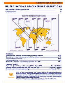 BACKGROUND NOTE: 31 DECEMBER[removed]U N I T E D N AT I O N S P E A C E K E E P I N G O P E R AT I O N S PEACEKEEPING OPERATIONS since 1948 ..................................................................................