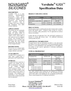 Silicone Grease Lubricant G321 Technical Data