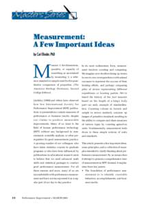 Masters Series MASTER SERIES Measurement: A Few Important Ideas by Carl Binder, PhD