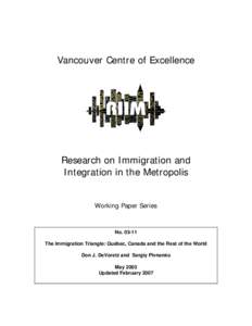 Vancouver Centre of Excellence  Research on Immigration and Integration in the Metropolis Working Paper Series