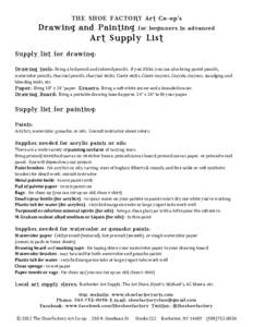 THE SHOE FACTORY Art Co-op’s  Drawing and Painting for beginners to advanced