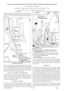 CALISTA GOLD DEPOSIT, MOUNT McCLURE MINING DISTRICT, WESTERN AUSTRALIA R.R. Anand1 and A. Williamson2 1 CRC LEME, c/- CSIRO Exploration and Mining, P.O Box 1130, Bentley, WA[removed]