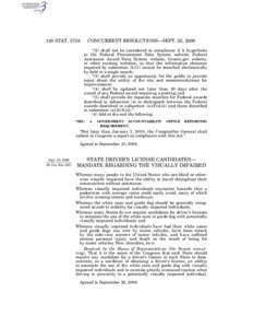 120 STAT[removed]CONCURRENT RESOLUTIONS—SEPT. 25, 2006 ‘‘(2) shall not be considered in compliance if it hyperlinks to the Federal Procurement Data System website, Federal Assistance Award Data System website, Grant