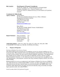 Fiscal Impacts of Proposed 15A NCAC 18A