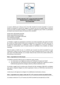 Point 1 --ème Compte rendu de la 75 session du Comité Consultatif Réunions de juin de l’ICOM à Paris, France, les 6 et 8 juin 2011