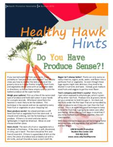 Health Prom otion News letter  Sum m er 2015 Healthy Hawk