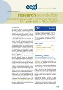 european corporate governance institute VOLUME 9 / SPRING 2011 research newsletter  Corporate governance and the new Financial Regulation: