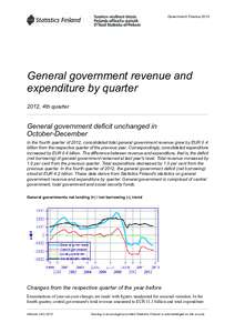 Government Finance[removed]General government revenue and expenditure by quarter 2012, 4th quarter