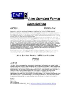 Alert Standard Format Specification DSP0136 STATUS: Final