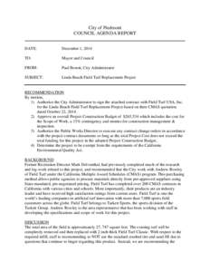 City of Piedmont COUNCIL AGENDA REPORT DATE: December 1, 2014