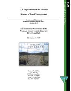 U.S. Department of the Interior Bureau of Land Management Environmental Assessment DOI-BLM-NV-B020[removed]EA October, 2013