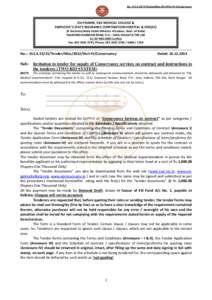 No. 412.ATender/Misc/2012/Part-IV/Conservancy  ESI-PGIMSR, ESIC MEDICAL COLLEGE & EMPLOYEE’S STATE INSURANCE CORPORATION HOSPITAL & ODC(EZ) (A Statutory Body Under Ministry of Labour, Govt. of India) DIAMOND HAR