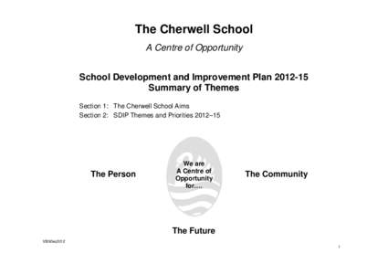 The Cherwell School A Centre of Opportunity School Development and Improvement Plan[removed]Summary of Themes Section 1: The Cherwell School Aims Section 2: SDIP Themes and Priorities 2012–15