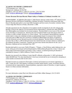 ALABAMA SECURITIES COMMISSION 770 Washington Ave., Suite 570 Montgomery, Alabama[removed]Telephone: ([removed]or[removed]Fax: ([removed]Email: [removed] Website: www.asc.alabama.gov Former B