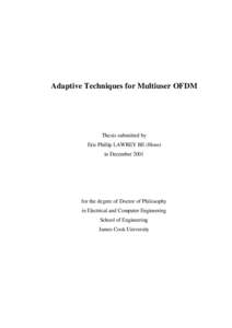 Adaptive Techniques for Multiuser OFDM  Thesis submitted by Eric Phillip LAWREY BE (Hons) in December 2001