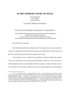 IN THE SUPREME COURT OF TEXAS ══════════ No ══════════