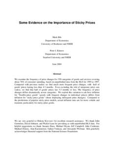 Some Evidence on the Importance of Sticky Prices  Mark Bils Department of Economics University of Rochester and NBER Peter J. Klenow