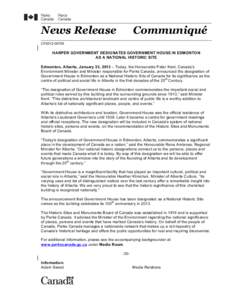 News Release  Communiqué CP2012-00705