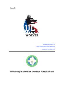 University of Limerick SU Clubs and Societies Safety Statement Academic YearUniversity of Limerick Outdoor Pursuits Club