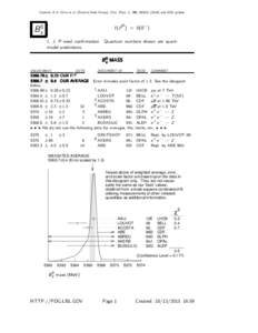 Citation: K.A. Olive et al. (Particle Data Group), Chin. Phys. C, 38, and 2015 update  I (J P ) = 0(0− ) B 0s