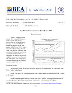 NEWS RELEASE FOR WIRE TRANSMISSION: 8:30 A.M. EDT, FRIDAY, June 15, 2007 Douglas B. Weinberg: Christopher L. Bach:  ([removed]Data)