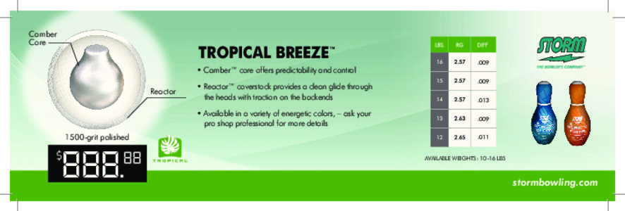 Camber Core TROPICAL BREEZE™ • Camber™ core offers predictability and control Reactor