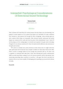 Invisible Places  18–20JULY 2014, VISEU, PORTUGAL  Interpelled: Psychological Considerations of Directional Sound Technology Victoria Estok [removed]